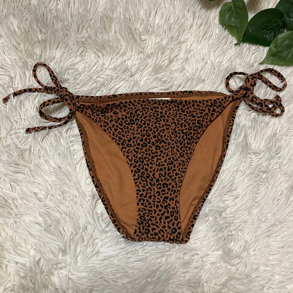 SOLD. Xhilaration| Juniors brown + black leopard ribbed bikini bottom NWT